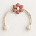Rose Pink Crochet Flower Curtain Tieback – Braided Rope Accent