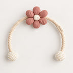 Rose Pink Crochet Flower Curtain Tieback – Braided Rope Accent