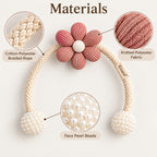 Rose Pink Crochet Flower Curtain Tieback – Braided Rope Accent