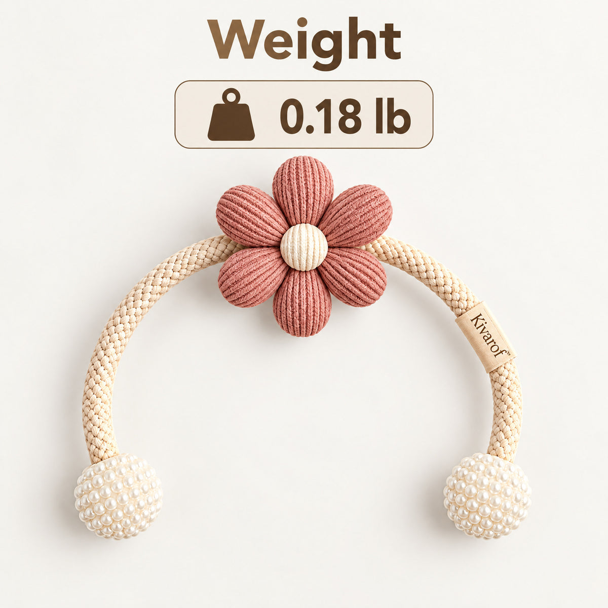Rose Pink Crochet Flower Curtain Tieback – Braided Rope Accent