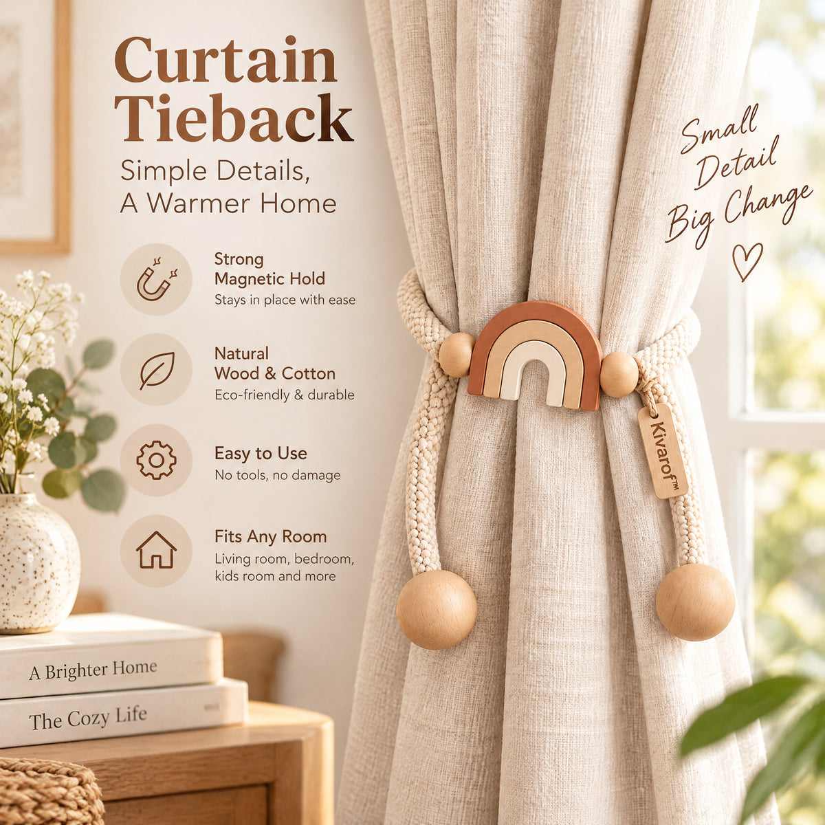 Sage Green Crochet Flower Curtain Tieback – Botanical Style