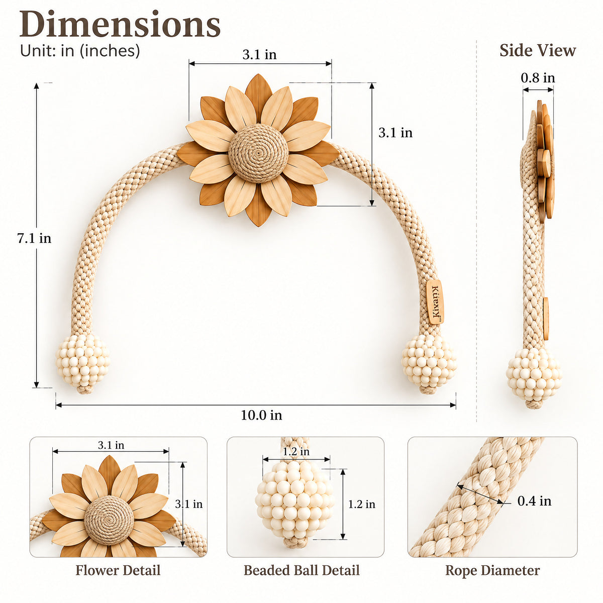 Dusty Blue Daisy Curtain Tieback – Soft Coastal Decor