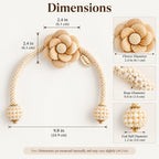 Natural Beige Linen Flower Curtain Tieback – Pearl Accents